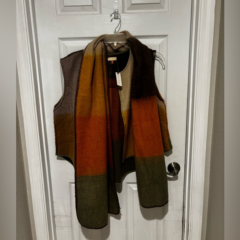 Anthropologie Brown Orange Olive Gradient Wool Scarf